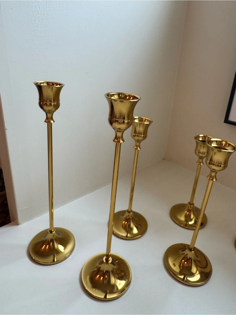 Gold Taper Candle Holders Set - Elegant Home Accents